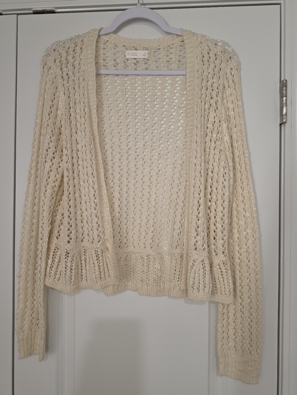 LC Lauren Conrad Open-Knit Cream Cardigan